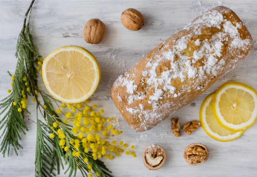Plumcake mimosa limone e noci