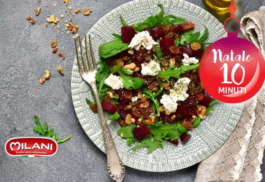 Insalata noci, uvetta e formaggio caprino